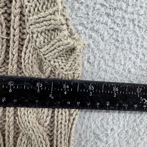 Pure Handknit Taupe Brown 100% Cotton Cable Knit Button Front Sweater Vest XS/S - Picture 5 of 12